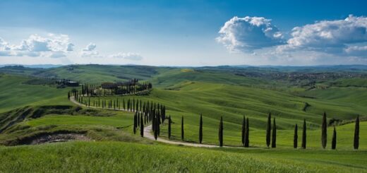 Les routes des collines en Italie