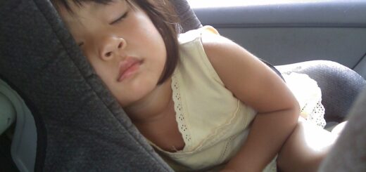 child, sleeping, car seat