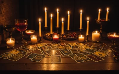 bougie et cartes de tarot