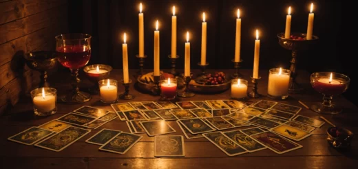 bougie et cartes de tarot